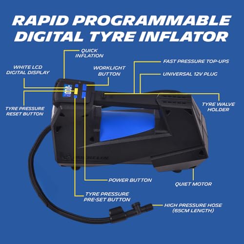 Image of MICHELIN Programmable Rapid Digital Tyre Inflator for 4x4 & SUVs | 12V High-Performance Air Compressor with Direct Drive Technology, Pre-Set Pressure, Auto Shut-Off, LED Light, Long Hose & Carry Bag