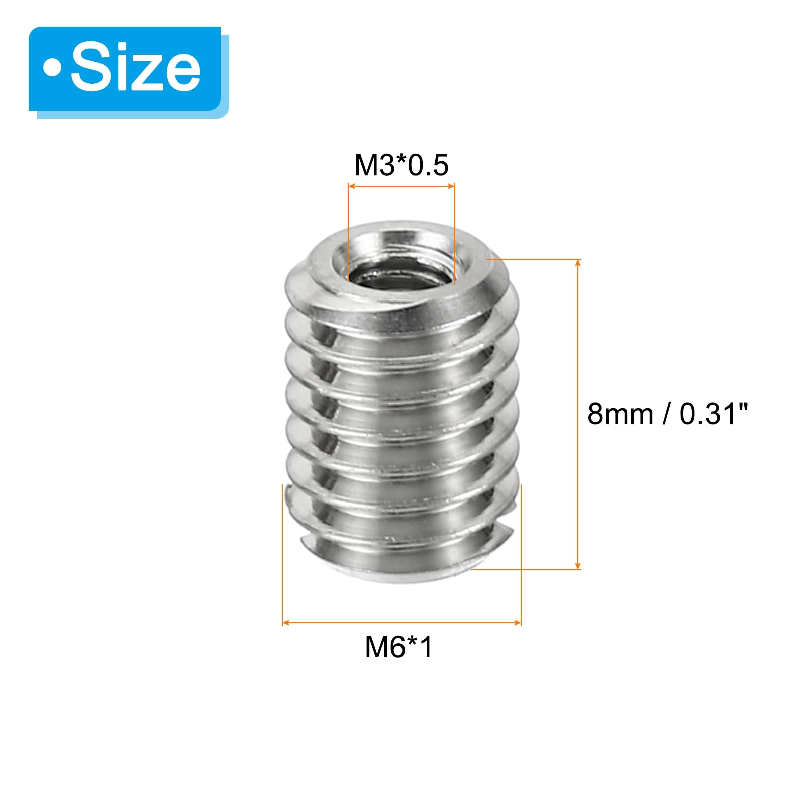PATIKIL 10Stk Gewinde Adapter Hülse Reduziere Mutter M6*1 