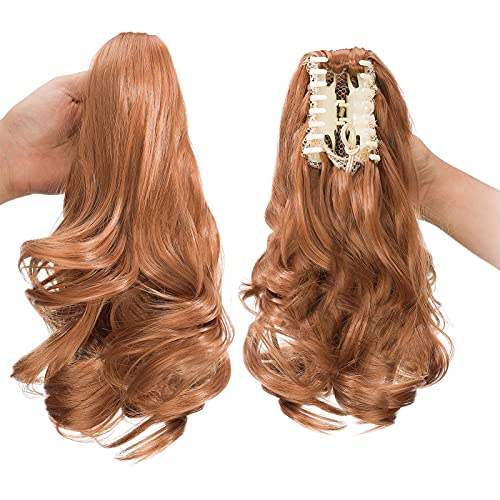 Cybelleza Clip in Ponytail Extension 12 Inch Claw on Short Cute Pony Tails Hairpieces Synthetic Fake Ponytail Curly Ponytail Natural Wavy Hairpiece for Women - Image 3
