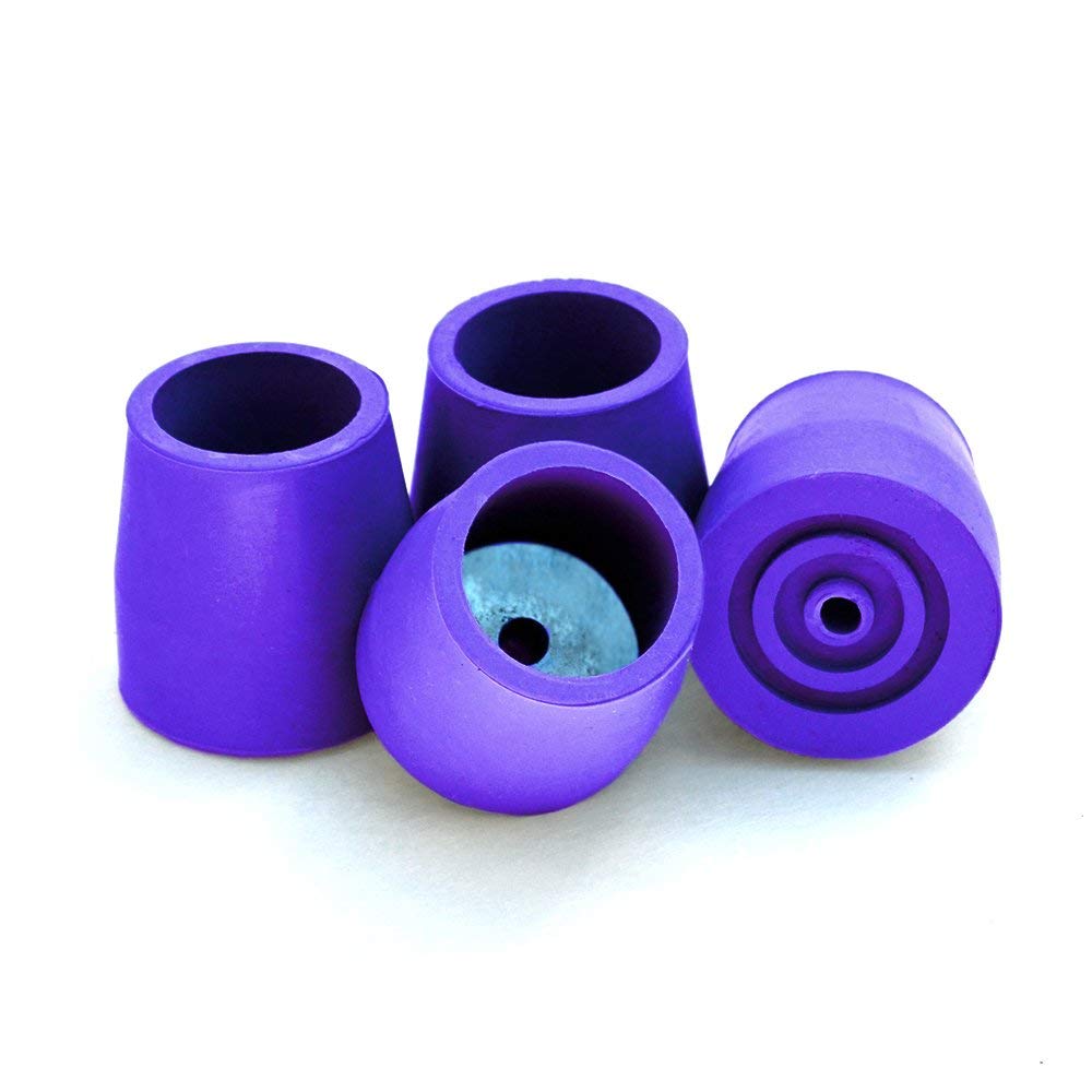 Steel-Reinforced Walker, Commode, and Bath Bench Replacement Rubber Tips, Purple, 1 1/8" (Pack of 4) …