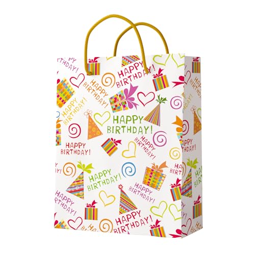 Image of Birthday Gift Bags Small size - Return gift bags for kids birthday - Paper Bags for Gifting - Pack of 10-7 L x 9 H x 3 W Inch