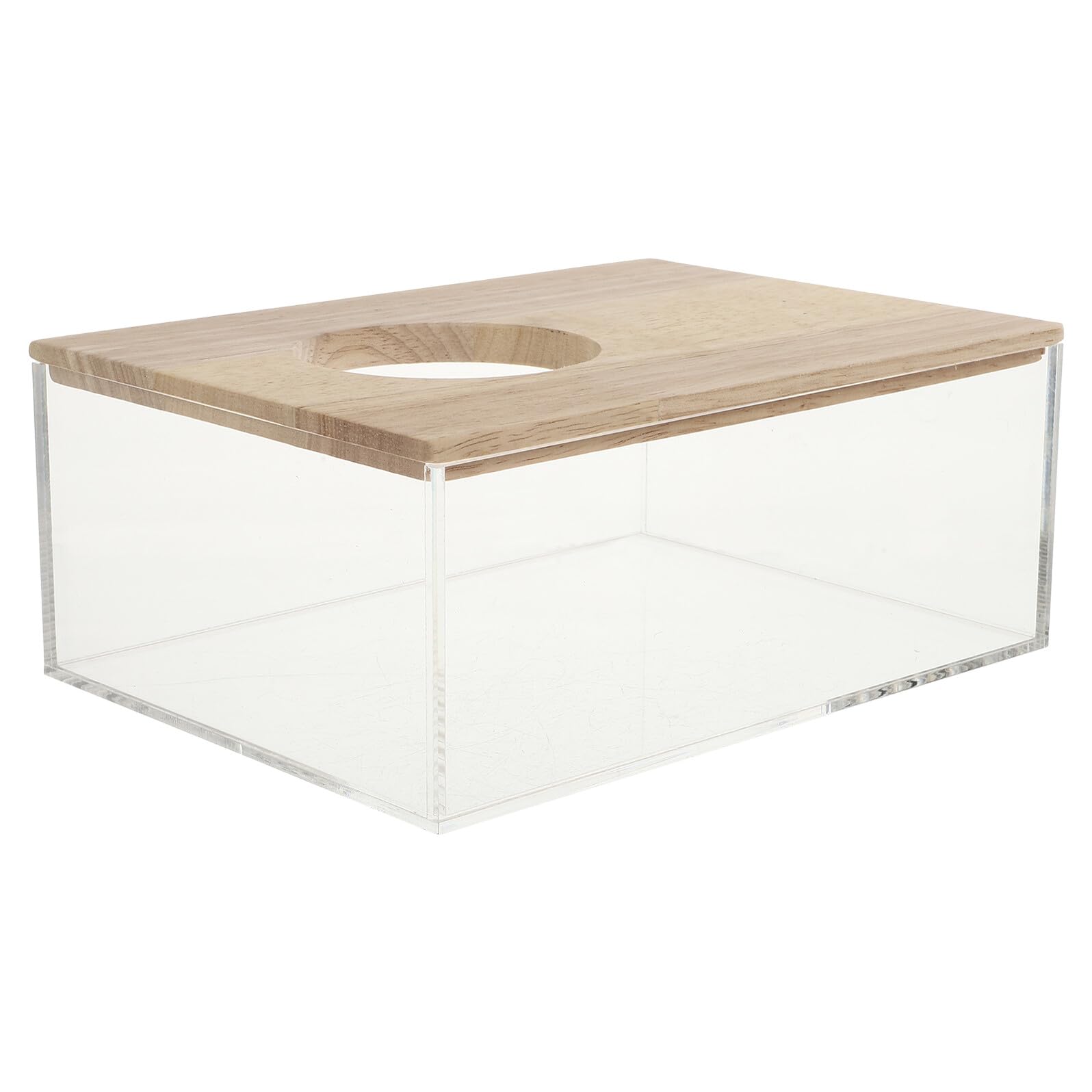 VILLCASE Transparente Chinchilla Badewanne aus Acryl mit Holzdeckel Multifunktionale Sandbadewanne für Kleine Haustiere Wie Meerschweinchen Glatte Oberfläche Verhindert Sandaustritt