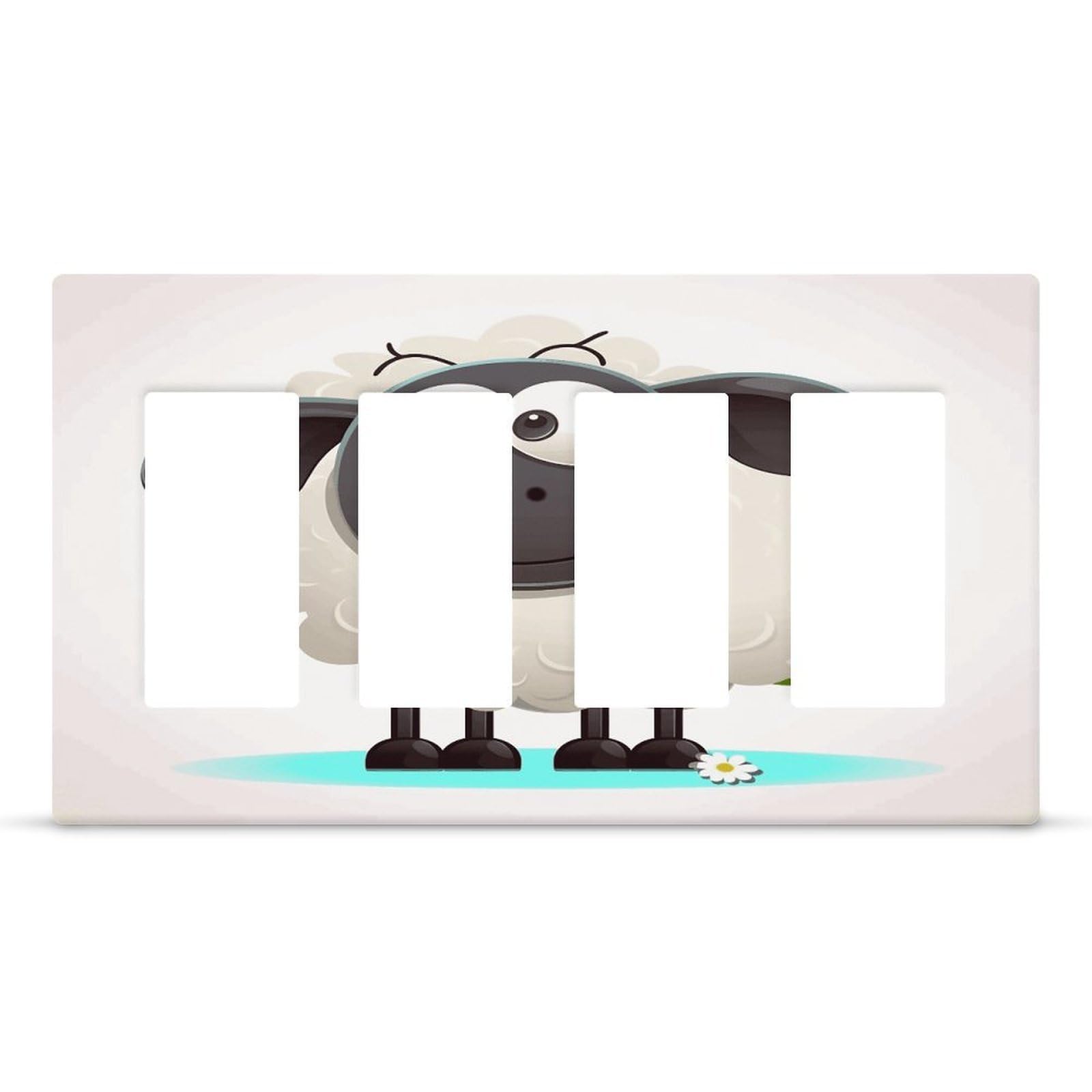 Sheep Outlet Cover Fashion Hidden Screw Light Switch Cover Exquisite Decorative Wall Plate Polycarbonate Thermoplastic 4-Gang Faceplate Covers
