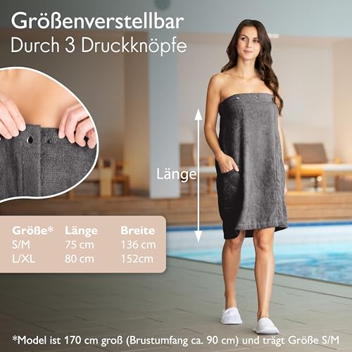 Saunakilt für Damen Liebenstein Premium mit Knöpfen in zwei Größen