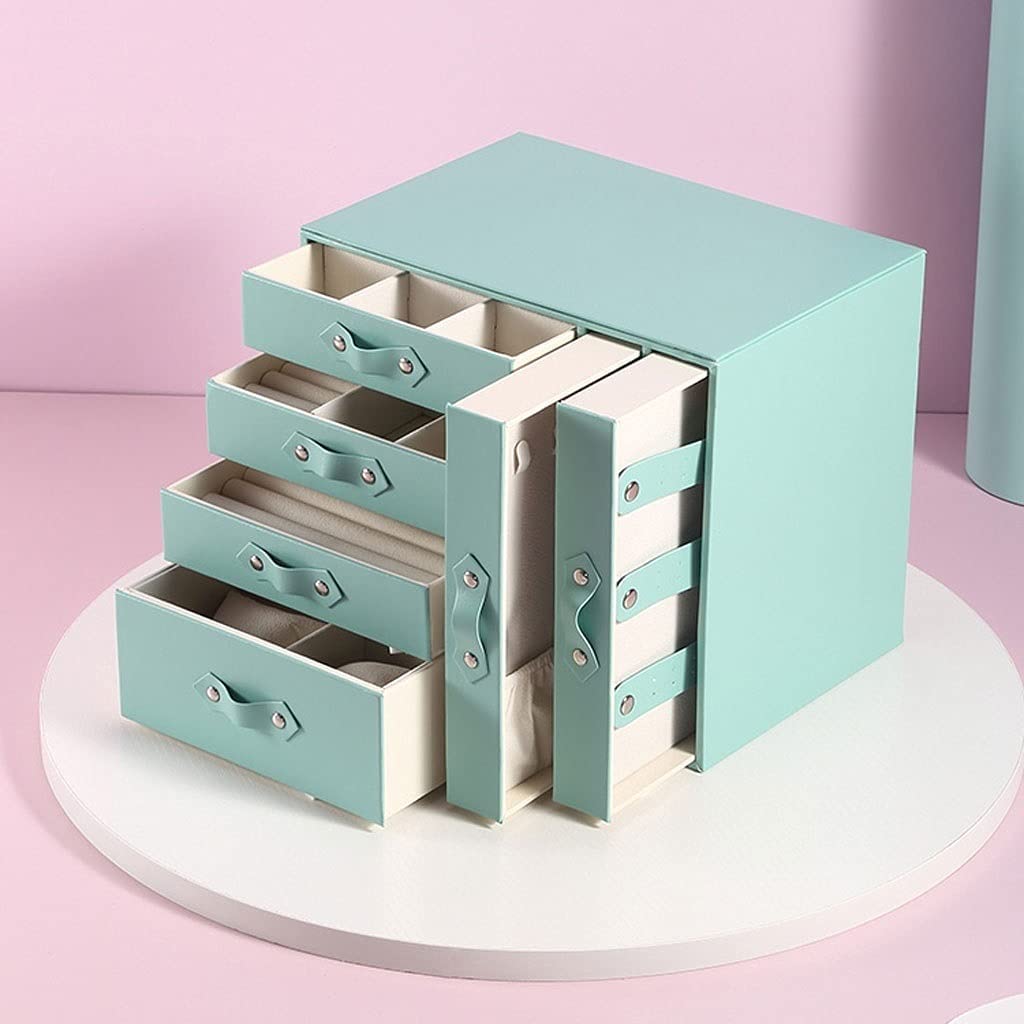 Ohrring-Aufbewahrungsbox Schmuckkästchen mit großem Fassungsvermögen, sechs Schubladen, multifunktional, für Ring, Uhr, Halskette, Schmuckaufbewahrungsbox Schmuck-Organizer (Color : A)