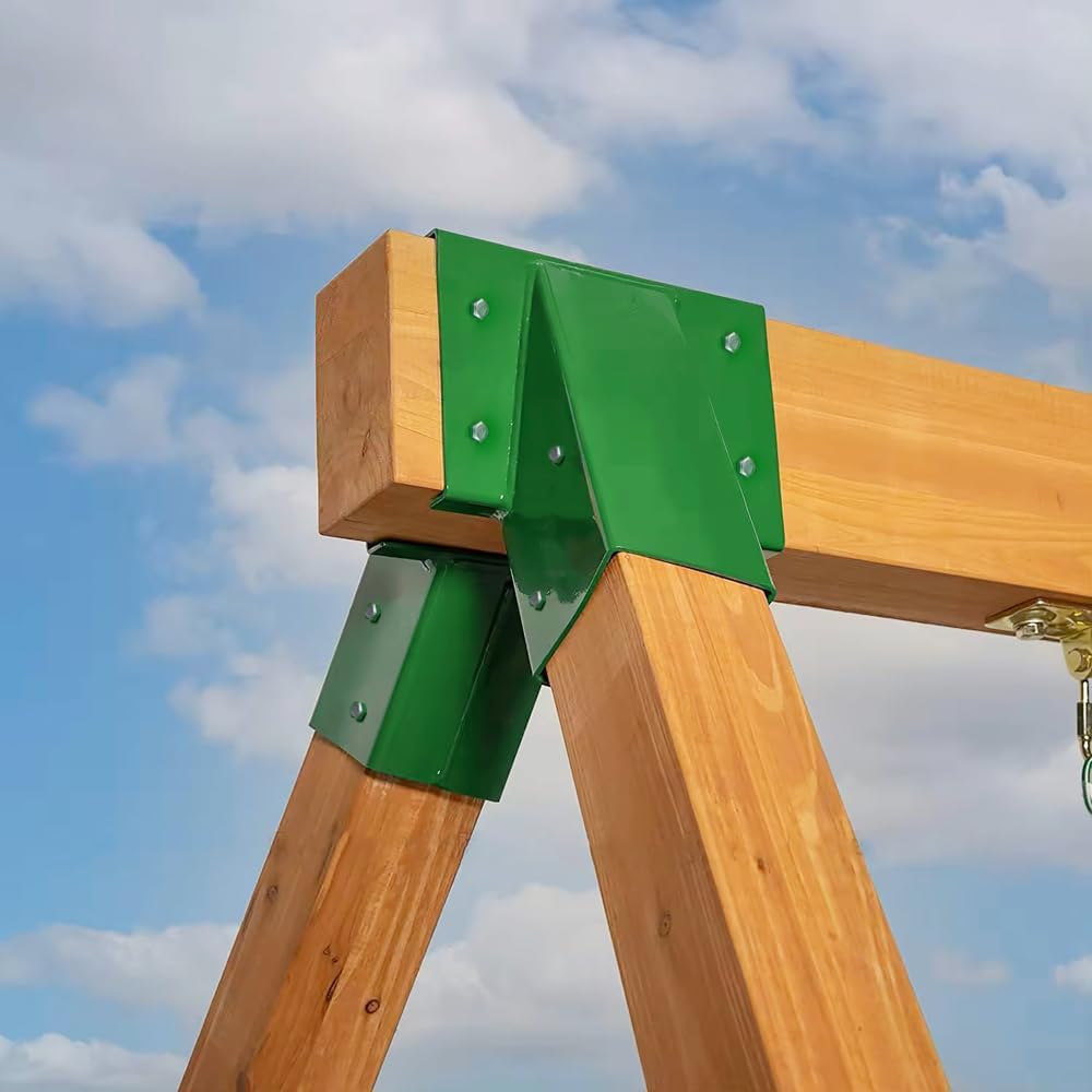 PLAYBERG Easy Installation A-Frame Middle Swing Set Brackets for Outdoor Swing - Heavy Duty Steel Swing Set Hardware with Mounting Kit, DIY Swing Set Bracket Set, Green