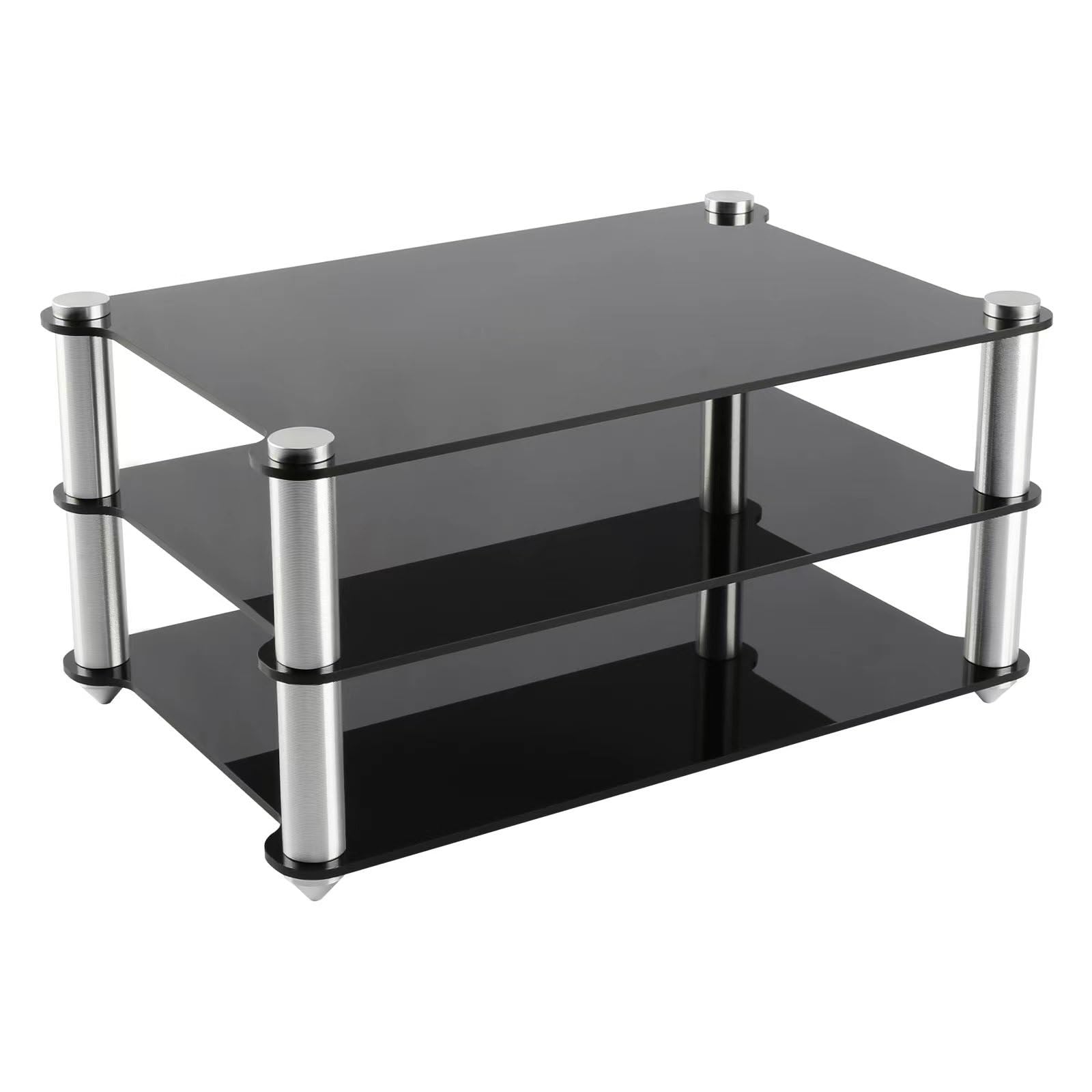 Rack stereo trasparente per componenti audiovideo HiFi Moderno supporto audio mobile per casa e ufficio Supporto stereo nero