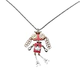DEUXPER Steampunk Robot Pendant Necklace for Men Women, Unisex Unique Charms Jewelry Design of Pure Handmade With Wood and Metal Chain, Creative Birthday Gift