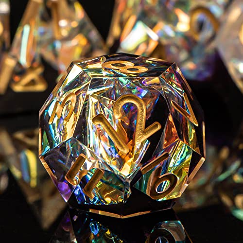 Kerwellsi Resin Sharp Edged Dnd Dice Set Dungeons And Dragons, 7Pcs D&D Dice Set, Polyhedral Dice Set Rpg Role Playing Game Dice Set D20 D12 D10 D8 D6 D4 With Cool Box #TOP5