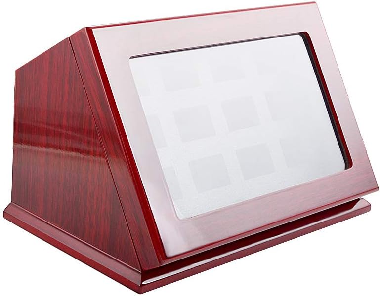 Sports Championship Rings Wooden Display case Shadow Box Without Rings (12 Slots)