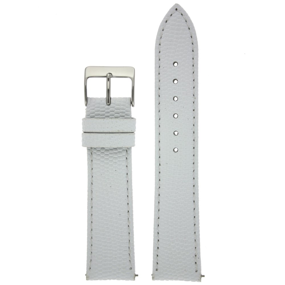Tech Swiss 12mm Watch Band Genuine Leather Lizard Grain White Quick Release Built-in Pins Ladies Strap