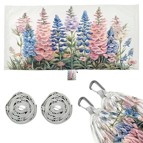 Kigai Lavender Flowers Camping Hammock Durable & Portable Travel Hammock Holds 330lbs with Tree Strapsm, Pocket, Camping Accessories