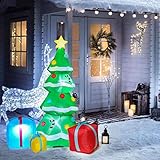 arbol inflable Árbol de Navidad de 213 cm: el árbol de Navidad inflable con luz LED gigante se iluminará automáticamente en segundos cuando el ventilador funcione, también es fácil de desinflar y almacenar. las decoraciones inflables navideñas más atractivas y crea un ambiente navideño.