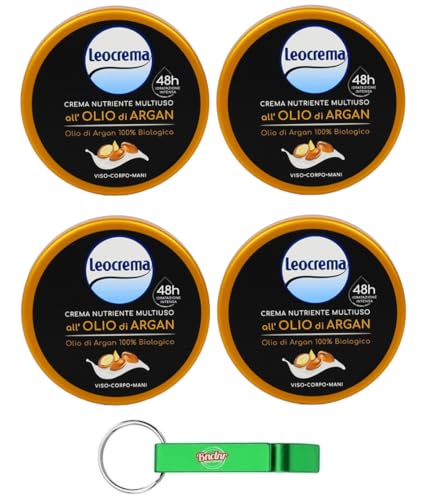 Crème nourrissante Leocrema à l'huile d'argan lot de 4 x 150 ml avec porte-clés