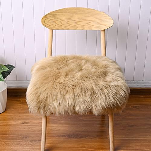 Softlife Beige Faux Fur Sheepskin Chair Cover Fur Rug Seat Cushio...