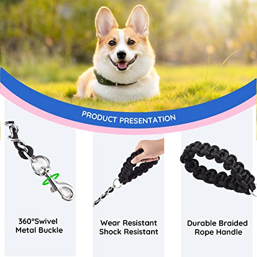 Chew Proof Dog Leash 5.5Ft Heavy Duty Dog Leashes Metal Pet Chain Lead With Soft Rope Handle For Medium Large Dogs #TOP2