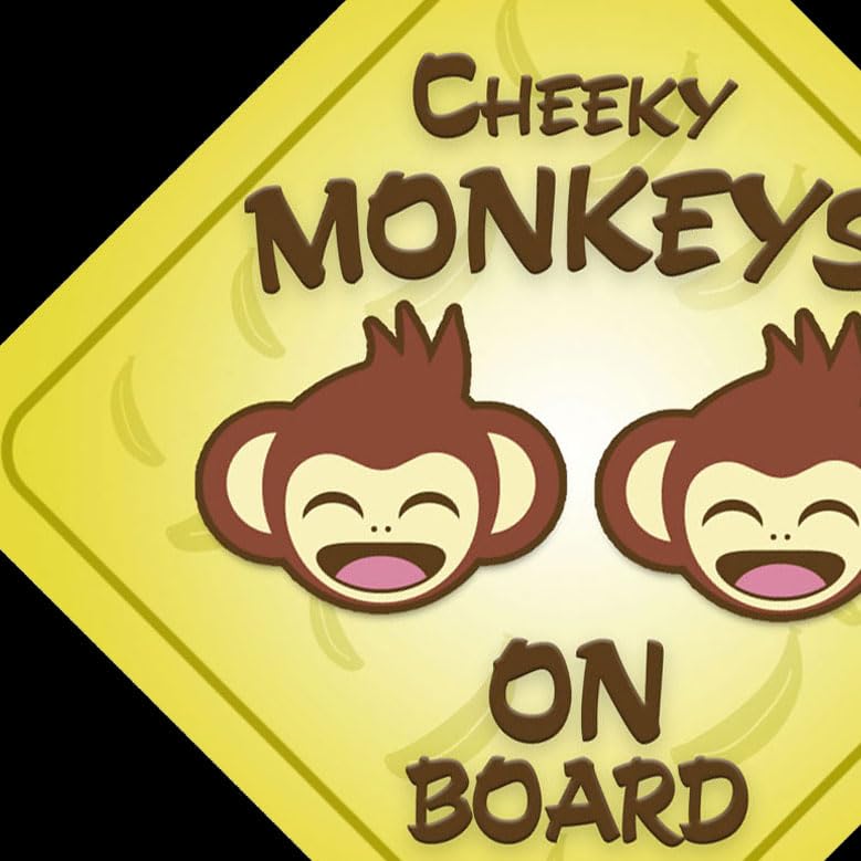 Cheeky Monkeys on Board Car Sign for Children/Baby Boys and Girls Non Personalised Character Theme, Yellow, (12 x 18) inches - Image 4