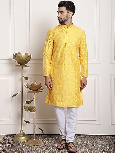 Image of SOJANYA (Since 1958 Men's Silk Blend Kurta and Pyjama with Nehru Jacket