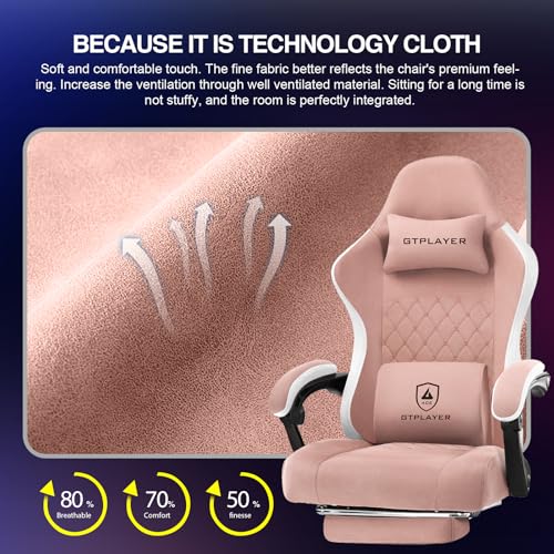 GTPLAYER Gaming Chair, Computer Office Chair with Pocket Spring Cushion, Linkage Armrests and Footrest, High Back Ergonomic Computer Chair with Lumbar Support Task Chair with Footrest