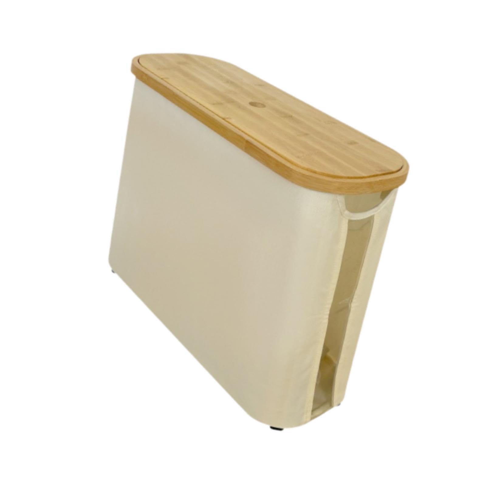 Bambusowy kosz do przechowywania papieru toaletowego minimalistyczny, beżowy biały 45 x 15 x 35 cm