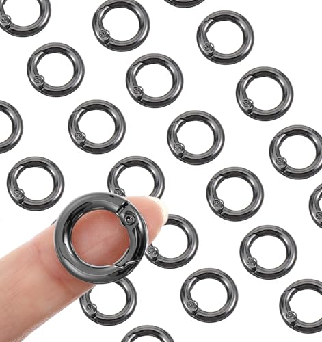 20Pcs Small Carabiner Clips Mini 0.67 Black Mini O Rings Micro Carabiner for Keys Lightweight Micro Metal Spring Clasp Keychain Clip for Backpack Purse Charm Dog Tags Black
