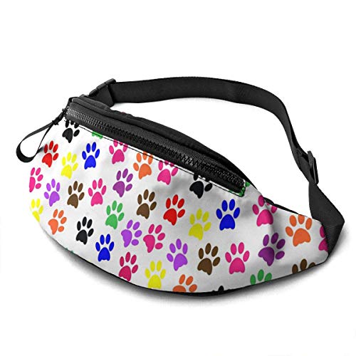 XCNGG Bolso de Cintura Corriente Bolso de Cintura de Ocio Bolso de Cintura Bolso de Cintura de Moda Colorful Dogs Paw Casual Waist Bag For Men Women Running Travel Fashionable Fanny Pack