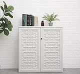 KINYING Outdoor Storage Cabinet Waterproof with Doors, 60 Gallon Resin Deck Box for Patio Furniture Cushions, Garden Tools, Pool Tools and Kids’ Toys (Off-White with 1 Shelving)