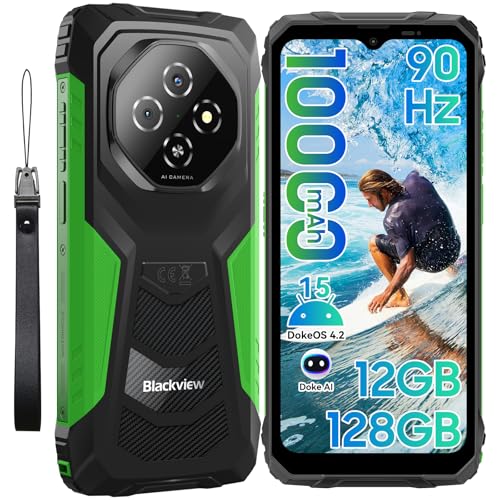 Blackview Fort 1 Rugged Phone Android 15,10000mAh Battery 12GB+128GB 2TB Expand Rugged Smartphone Unlocked, Gemini AI 6.56 Inch 90Hz, 4G T-Mobile Dual SIM IP69K Waterproof, Fingerprint/NFC/OTG/GPS