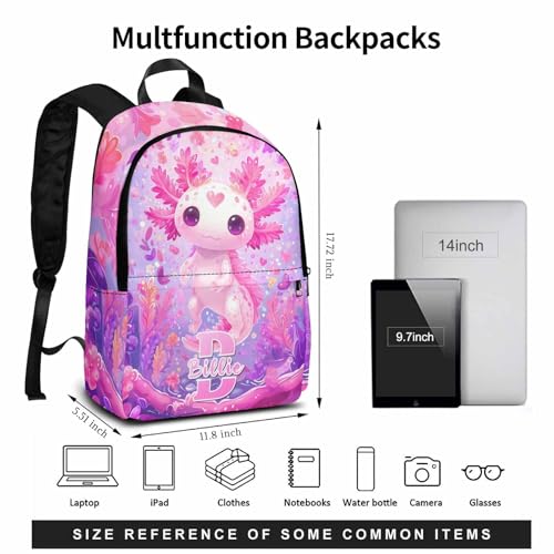 Custom Girls Salamander Backpack Set with Name, Colorful Personalized Preschool Kindergarten School Bookbag & Lunch Box for Kids Travel Picnic, Great Back to School Gift3