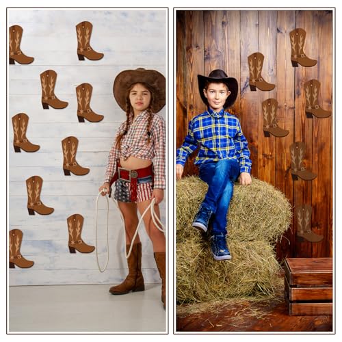Image of Honoson 50 Pcs Cowboy Boot Decorations Bulletin Board Cutouts DIY Wild West Cowpoke Boots Paper Cutout West Cowboy Themed for Bulletin Board Decor Cowpoke Party Wild Occident Themed Party Supplies