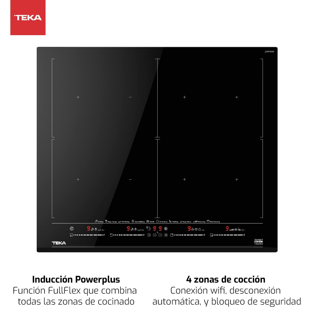 Teka Placa de Inducción FullFlex con Conexión Wi-Fi, 4 Zonas, Funciones Directas con Sensores de Temperatura, Touch Control Multislider, 70 cm, Home IZF 68780 MST