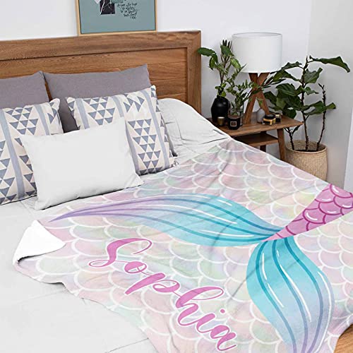 Artsadd Custom Name Blankets For Baby Boys Girls - Personalized Baby Blankets With Mermaid Design For Kids Toddler - Customized Swadding Throw Blanket Gifts For Christmas Birthday 30"X40" #TOP2