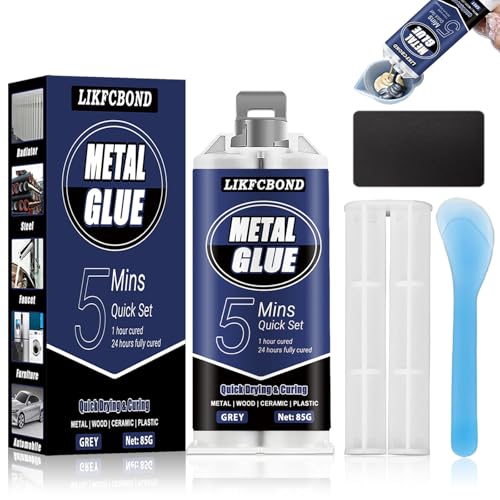 LIKFCBOND Colle Métallique, 85g Colle Epoxy Métallique, Colle Metal Extra Forte, Colle Epoxy Métal Bi-composant, Soudure a Froid Metal, Adhésif Epoxy Ultra...