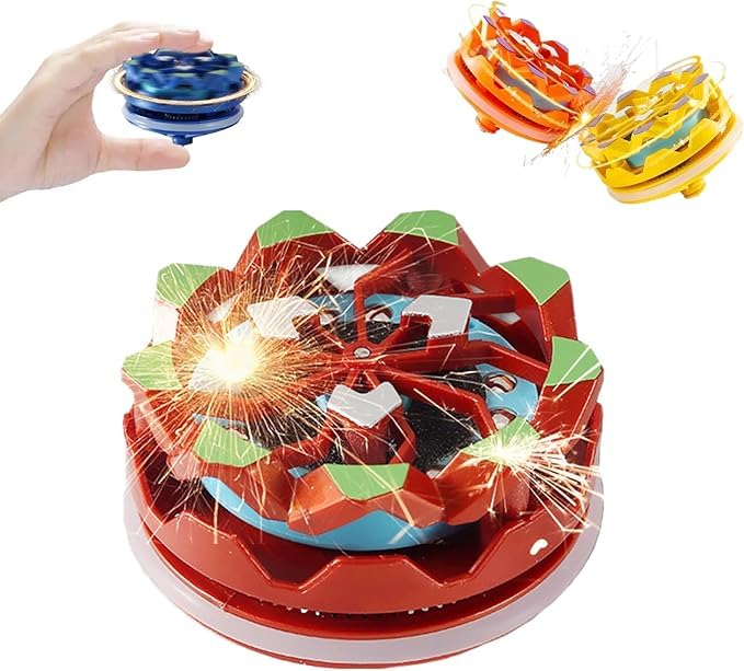Image of Fingertip Gyro,Handheld Gyroscope,Luminous Spinning Gyroscope Battle Decompression,Creative Toy for Kids,Collision Light up Spinning Top Toy (Green-Brown)