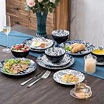 Wisenvoy Dinnerware Sets Plates and Bowls Set 12 Piece Ceramic Dish Set Plate Set Stoneware Service for 4 Dinner Plate