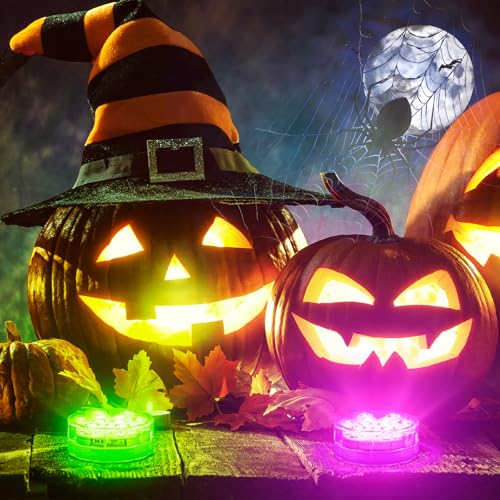 Creatrek Pumpkin Lights, 16 Color Changing Jack O Lantern Lights, Battery Operated JackoLantern Lights for Pumpkins Halloween Party Outdoor Decor 4 Pack - image 7
