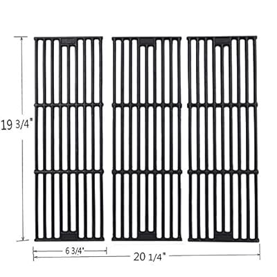 GGC Grill Grates Replacement for Chargriller 3001,5050,3008,3030,3725,4000,5252,King Griller 3008, 5252 and Others, Set of 3-Pack Porcelain coated cast iron Cooking Grid Grates(19 3/4" x 6 3/4" Each)