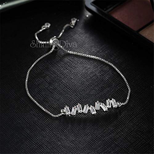 Image of Shining Diva Fashion Full Crystal Charm Stylish Gold Plated Charm Bracelet for Women