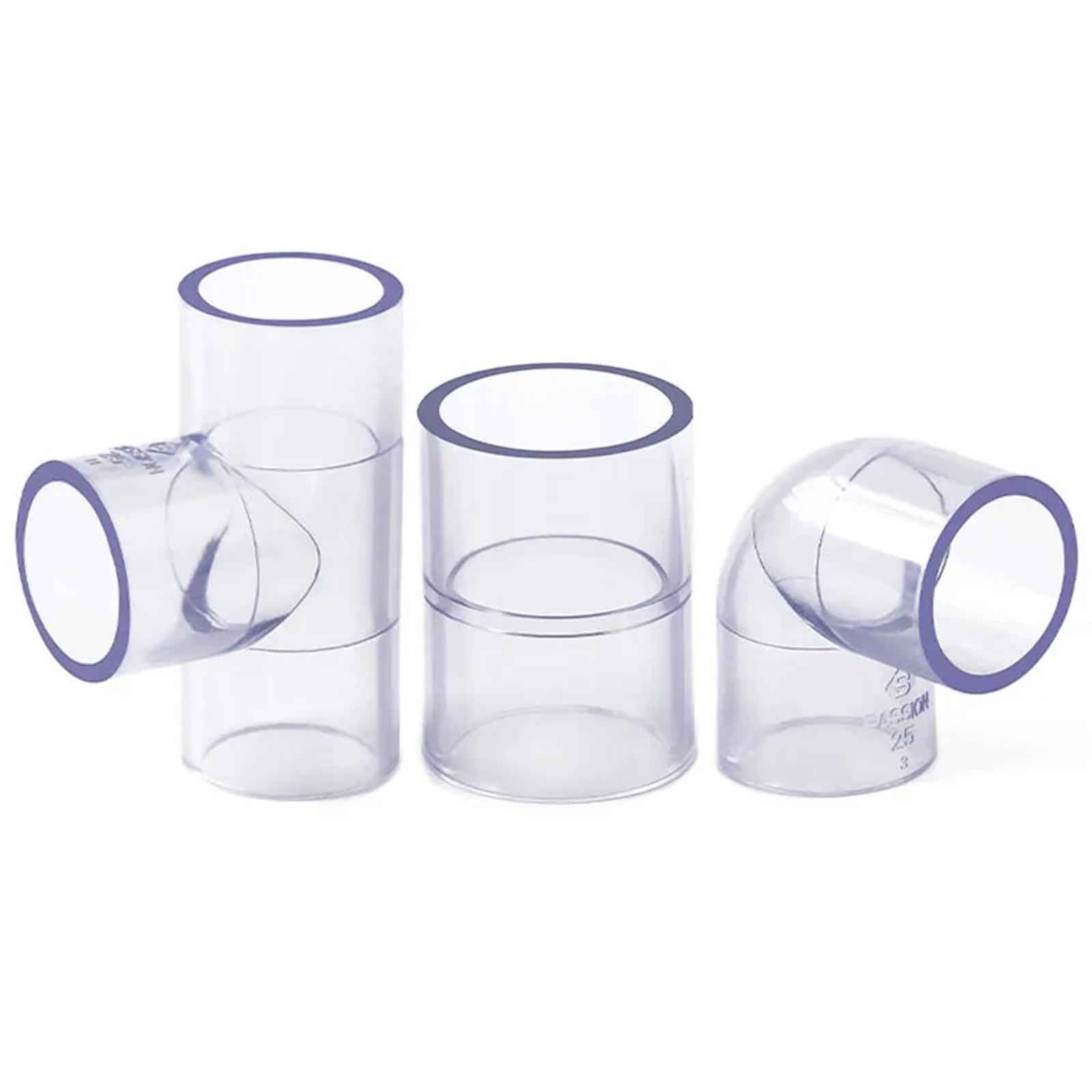 Conector de tubería de PVC Transparente de 20, 25, 32, 40 y 50 mm, Codo Recto en T, Adaptador for tubería de Agua de Acuario.(tee I.D 50mm)