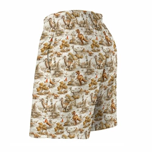 Hawaiian Shorts for Men - Comfy Vintage Dinosaur Print Mens Swim Trunks Bathing Suits with Mesh Lining4