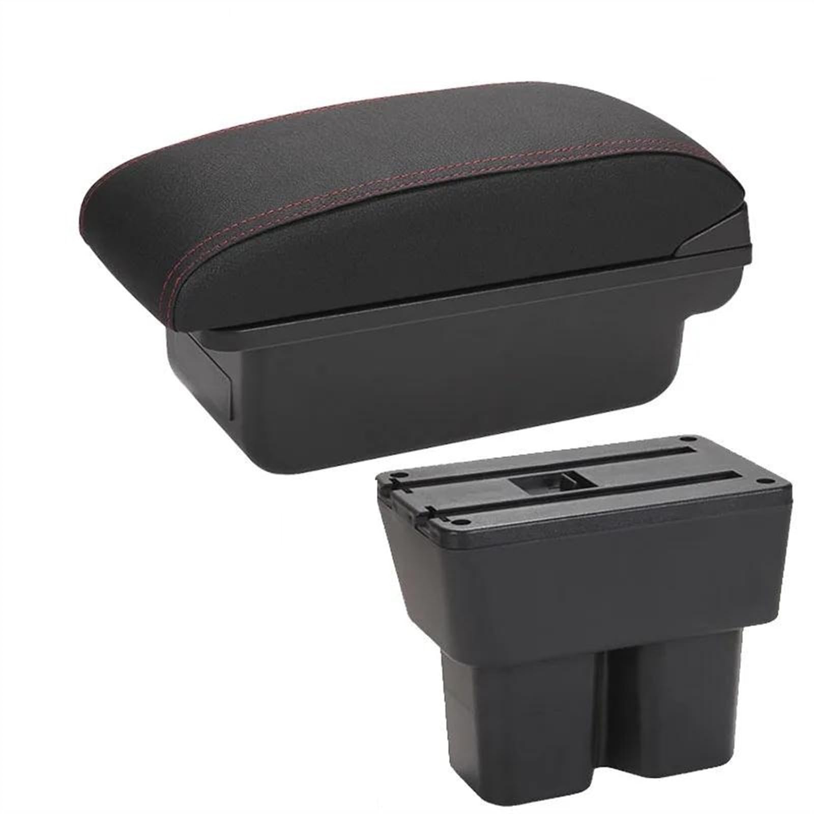 NOHEEU Car Accessorie Armrest Box For Jimny JB74 2023 2022 2021 2020 2019 Storage Retrofit Part(C1 Black red NO USB)