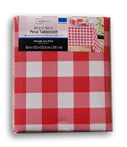 Summer Red Check Gingham Rectangular Vinyl Tablecloth (60 x 102 in)