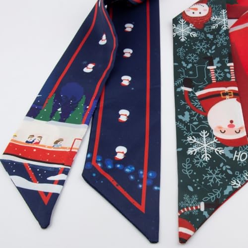2 Pack Christmas Purse Scarf Set, Silky Ribbon Scarves for Bags Head Scarf for Handbag Handle Scarf Band Hair Neck Scarf for Women Fashion New Year Christmas Gifts Wrapping,104