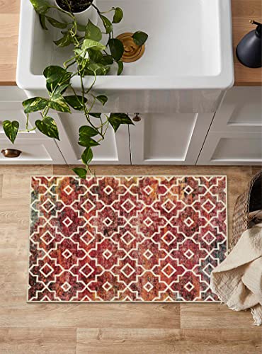Moynesa Boho Moroccan Area Rug - 2X3 Modern Colorful Kids Bedroom Rug Kitchen Sink Rugs Non Slip, Washable Foyer Rugs For Entryway Low Profile Dog Clean Feet Rug Indoor Entrance Bathroom Throw Mat #TOP6