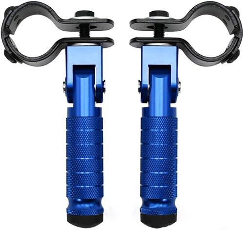 FSFY - Reposapiés plegables para motocicleta, pedal izquierdo y derecho universal para motocicleta con núcleo de tubo de 1.181 in-1.260 in, azul