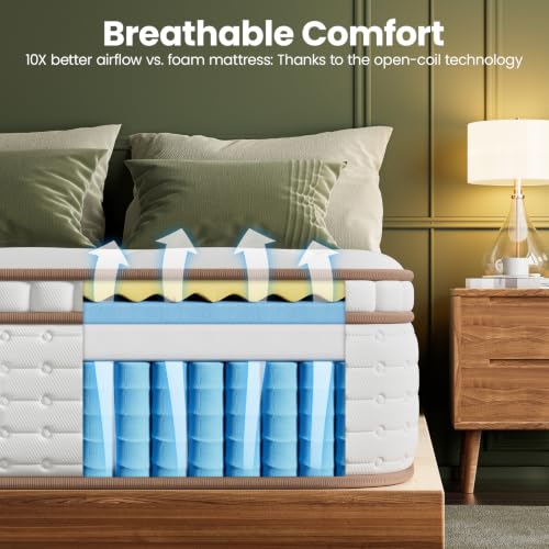 Image of BedStory Queen Size Mattress 12 Inch, Breathable Hybrid Mattress in a Box