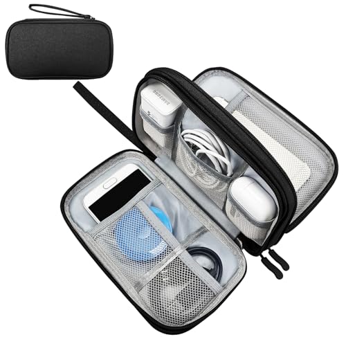 SUNRISING Travel Electronic Organizer Bag - Portable Waterproof Double Layer Large Capacity Storage Case for Charger, Cables, Phone, Earphone, Flash Drive & More Travel Essentials (Black)