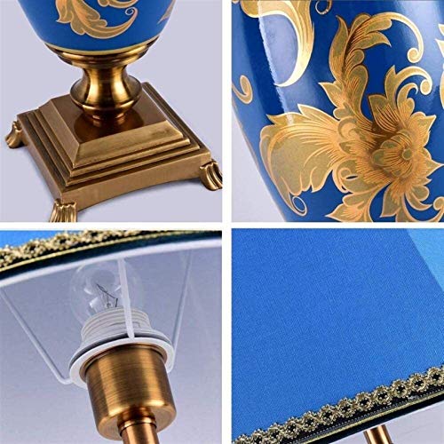 Exquisite Works, Golden Printing Blue Ceramic Large Table Lamp, Bedroom Bedside Lamp, Home Room Desktop Decoration, for Living Room, Corridor, Lounge steampunk buy now online