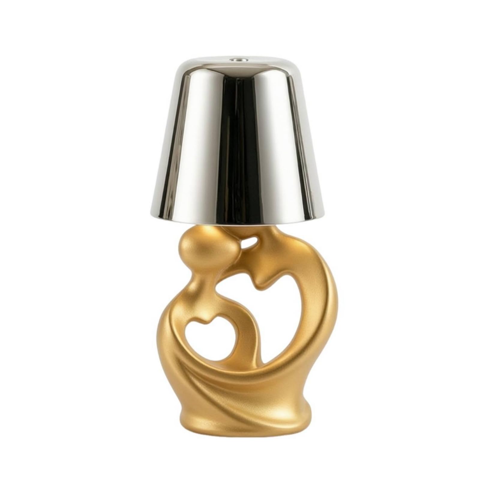 Lampada da Comodino Decorativa Lampada da Tavolo Luce Notturna Lampada da Lettura Base Cuore Scolpita Paralume a Tamburo con Luminosità Regolabile E, Argento