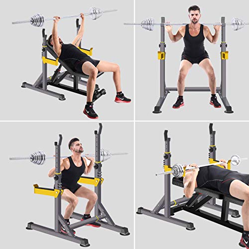 Adjustable Squat Rack Multi-Function Barbell Rack Dip Stand Barbell Stand Weight Lifting Rack Home Gym Fitness Weight Lifting Bench Press Dipping Station